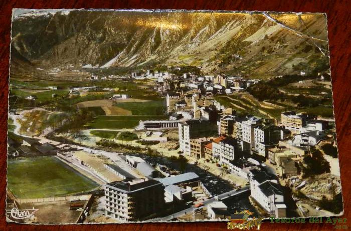 Antigua Foto Postal De Andorra, Andorre La Vieille, Alt. 1029 M. Vue Aerienne De La Ville . Combier, Impl. Macon - Sin Circular