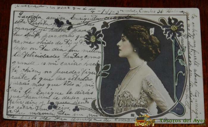 Antigua Postal De Lina Cavalieri - Actriz, Modernista, Circulada Desde La Habana En 1902.reutlinger 
