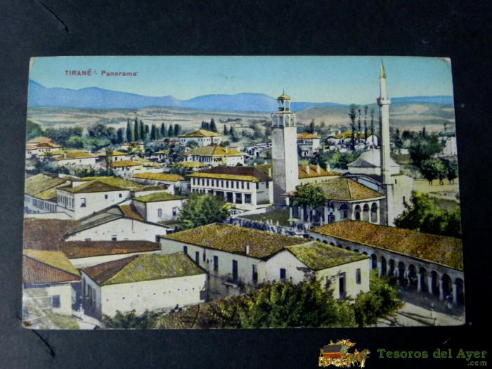Antigua Postal, Albania, Tirane, Panorama, Sin Circular