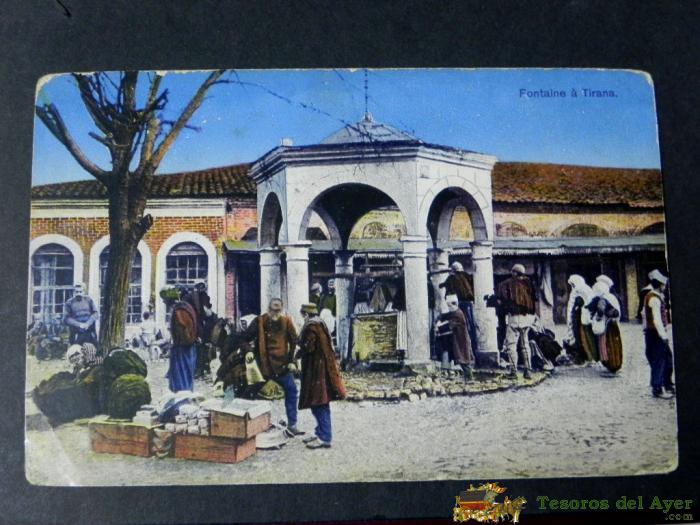 Antigua Postal, Albania, Tirane, Fuente, Sin Circular