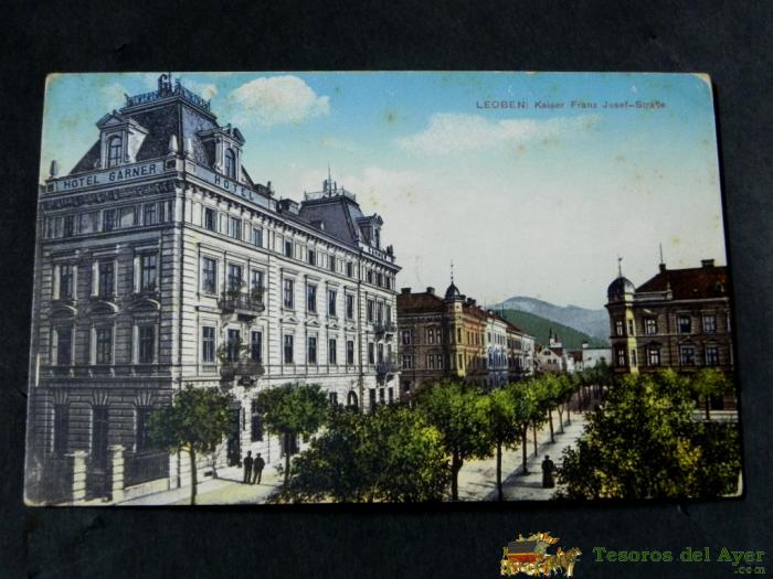 Antigua Postal, Leoben, Calle Franz Josef, Circulada