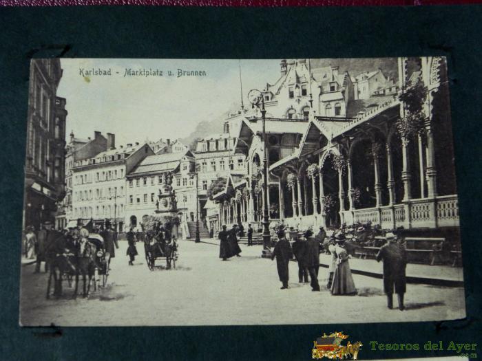 Antigua Postal, Karlsbad, El Mercado Y La Fuente, Circulada