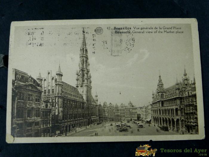 Antigua Postal, Bruselas, Vista General De La Gran Plaza, Circulada