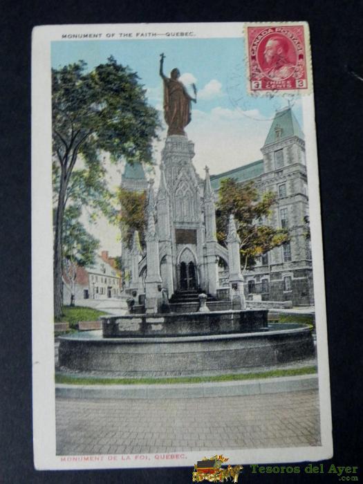 Antigua Postal, Quebec, Monumento A La Fe, Circulada