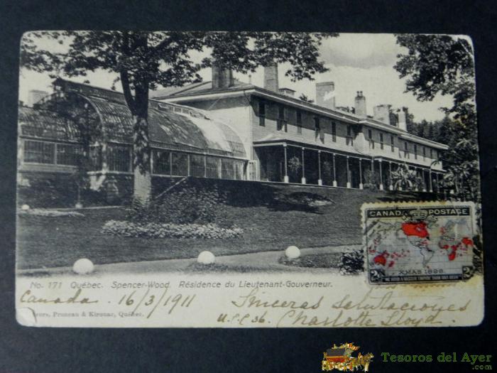 Antigua Postal, Quebec, Residencia Del Teniente Gobernador, Circulada