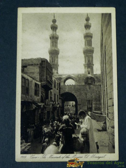 Antigua Postal, El Cairo, El Minarete De La Mezquita El Maurayard, No Circulada