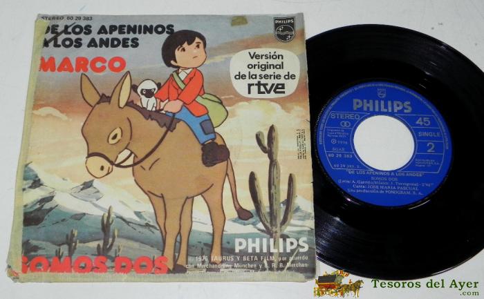 Marco, De Los Apeninos A Los Andes, Version Original De La Serie De Rtve, 1976, Philips, Somos Dos, Single