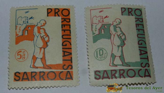 2 Sellos Guerra Civil, Pro-refugiats Sarroca, 10 Cts