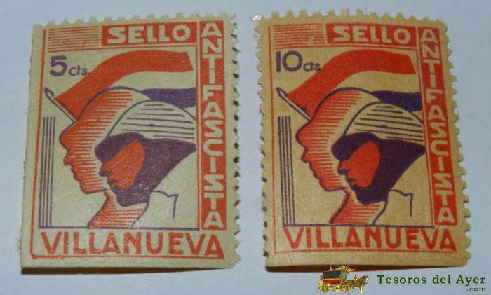 2 Sellos Guerra Civil, Antifascista, Villanueva