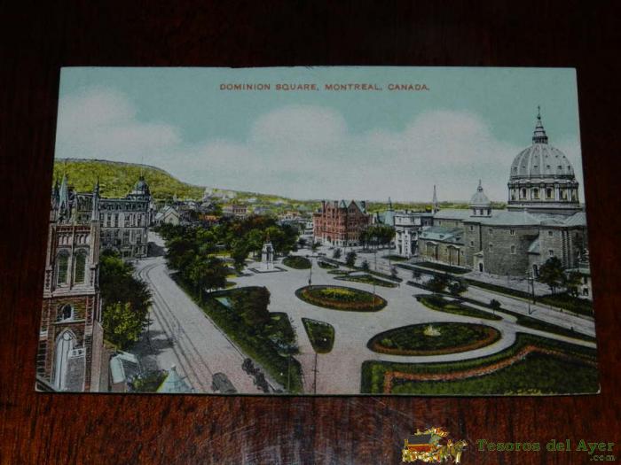 Antigua Postal, Montreal, Plaza Del Dominio, Sin Dividir, Sin Circular, Old Postcard, Montreal, Square Domain, Without Division, Without Circular