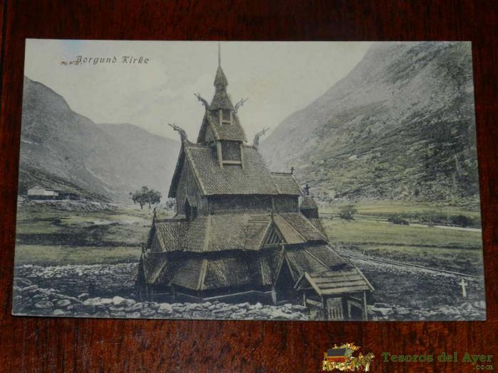 Antigua Foto Postal, Bergen, Borgund Iglesia, Sin Circular, Gammalt Foto Vykort, Bergen, Borgund Kirke, Usirkulert