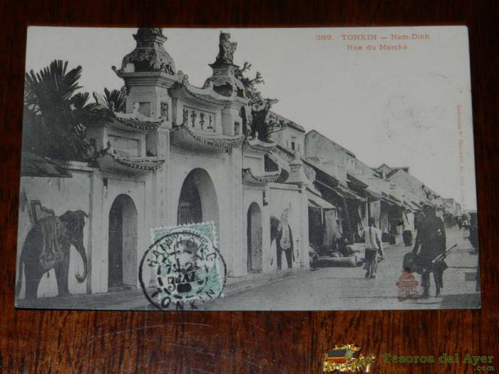 Antigua Postal, Tonkin, Calle Del Mercado, Ancienne Postale, Tonkin, Rue Du March�, Distribu�
