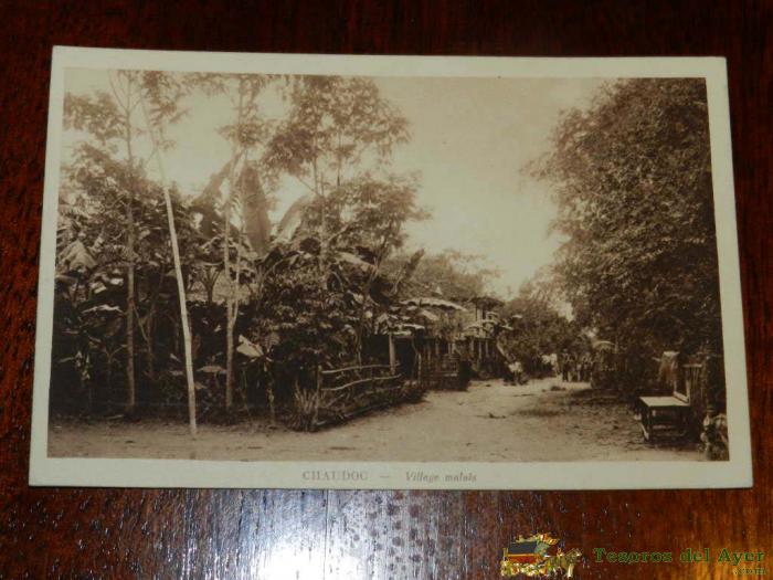 Antigua Foto Postal, Chaudoc, Malay Village, Indo-china, Sin Circular, Carte Postale Photo Ancienne, Chaudoc,village Malais, Uncirculated