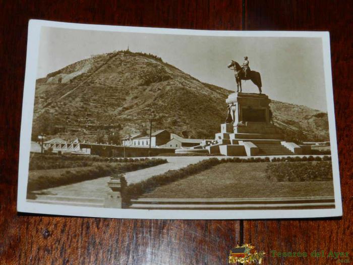 Antigua Foto Postal, Santiago De Chile, Monumento Al General Baquedano, Sin Circular, Old Photo Postcard, Equestrian Statue, Monument To General Baquedano, Uncirculated