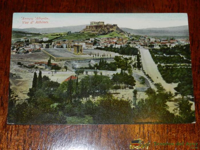 Antigua Foto Postal, Atenas, Vista De Atenas, Circulada, Old Photo Postcard, Athens, General View, Circulated