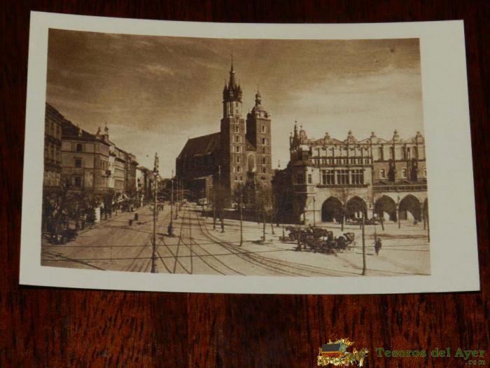 Antigua Foto Postal, Cracovia, Iglesia De Santa Maria Y El Hall De Ropa, Sin Circular, Krakov, Kosciot P. Marji I Sukiennice, Uncirculated