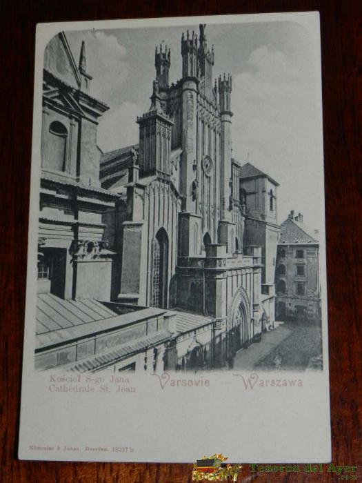 Antigua Foto Postal, Varsovia,iglesia De San Juan, Sin Circular, Warszawa, Kosciol St Jana, Uncirculated