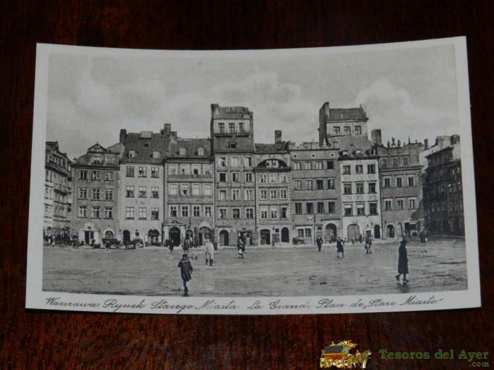 Antigua Foto Postal, Varsovia, Plaza Del Casco Antiguo, Sin Circular, Warszawa, Rynek Starego Miasta, Uncirculated