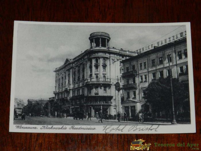 Antigua Foto Postal, Varsovia, Cracovia Localidad, Sin Circular, Warszawa, Krakowskie Przedmieście, Uncirculated