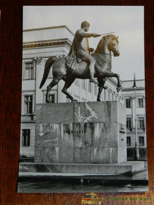Antigua Foto Postal, Varsovia, Monumento Al Padre. J. Poniatowski, Sin Circular, Warszawa, Pomnik Ks. J. Poniatowskiego, Uncirculated