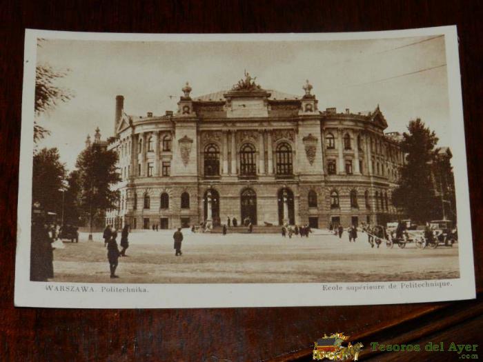 Antigua Foto Postal, Varsovia, Universidad Politecnica, Sin Circular, Warszawa, Politechnika, Uncirculated