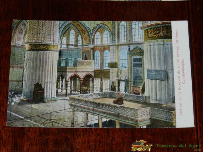Antigua Foto Postal, Constantinopla, Dentro De La Mezquita Del Sult�n Ahmed, Sin Circular, Constantinople, Interieur De La Mosquee Du Sultan Ahmed, Uncirculated