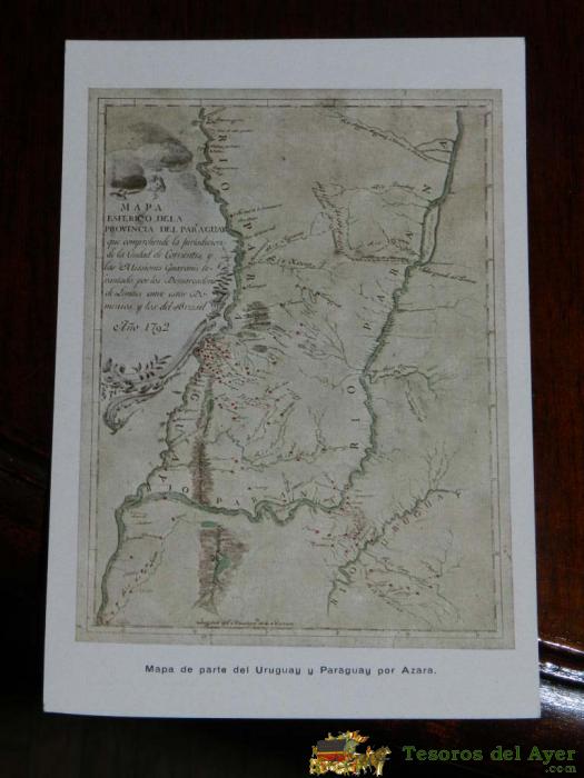 Antigua Foto Postal, Mapa De Parte Del Uruguay Y Paraguay, Map Of Part Of Uruguay And Paraguay, Uncirculated