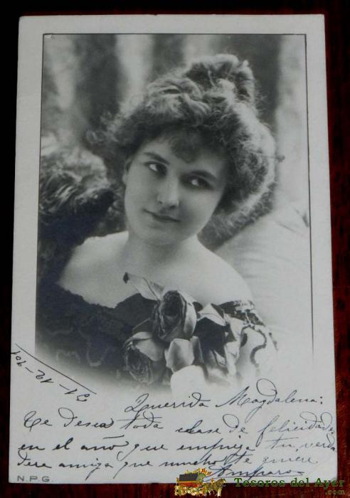 Antigua Foto Postal  De Mujer Original, Modernista, Art Nouveau, Circulada En 1902, Sin Dividir. 