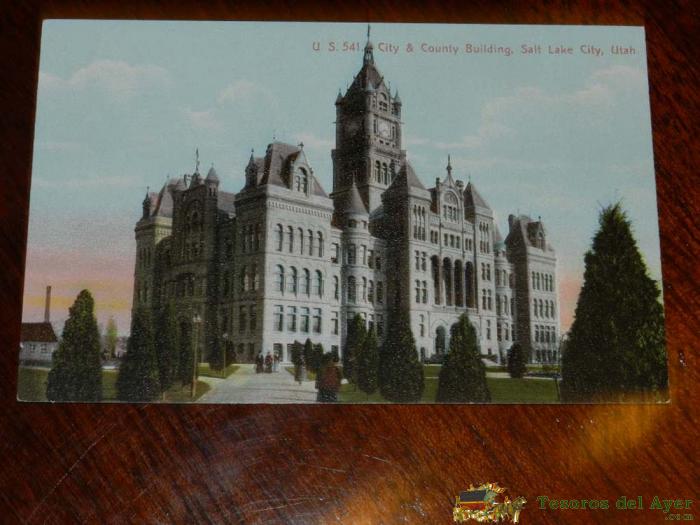 Antigua Foto Postal, Salt Lake City, Edificio Del Condado, No Circualda, Old Photo Postcard, Salt Lake City, County Building, Uncirculated
