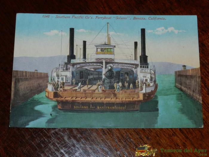 Antigua Foto Postal, California, Southern Pacific Ferrysboat Solano, Old Photo Postcard, California, Southern Pacific Ferrysboat Solano, Uncirculated