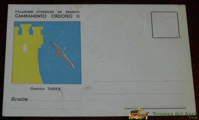 Antigua Postal De Las Falanges Juveniles De Franco, Falange,  F.e.t. - Campamento Ordo�o Ii De Ria�o (le�n) . Centuria Tarifa, Sin Circular, Excelente Estado De Conservacion. 