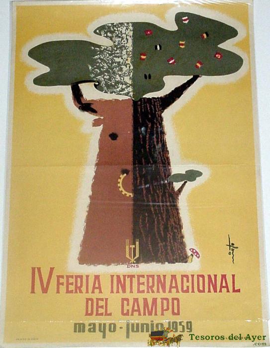 Antiguo Cartel De Madrid Feria Internacional Del Campo 1959, Ilustrado Por Nieto � Mide 35 X 50 Cms.