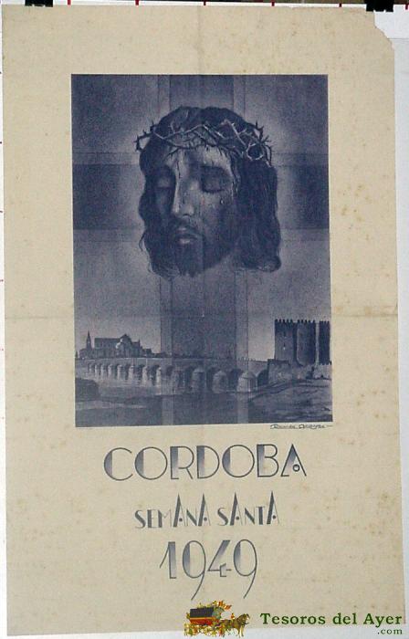 Antiguo Cartel De Cordoba, Semana Santa 1949, Ilustrado Por Ricardo Anaya -  60x90� Mide 90 X 60 Cms.