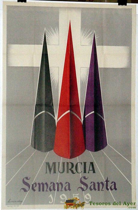 Antiguo Cartel De 	Murcia, Semana Santa 1959, Ilustrado Por Laorden � Mide 94 X 62 Cms.