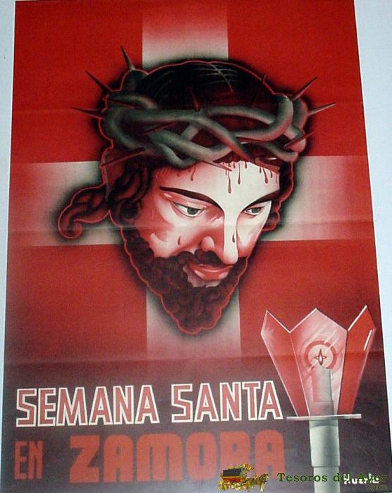 Antiguo Cartel De 	Zamora, Semana Santa, Semana Santa, Ilustrado Por Huerta, A�os 50 � Mide 70 X 49 Cms.