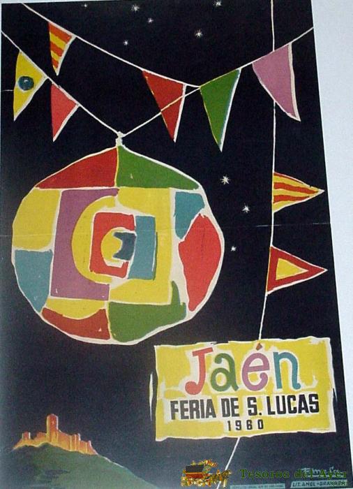 Antiguo Cartel De 	Jaen Feria De San Lucas 1960, Ilustrado Por  F. Mesa � Mide 49 X 30 Cms.