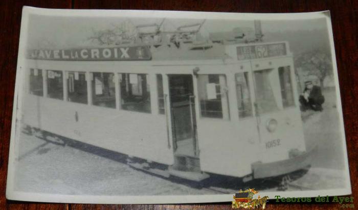 Antigua Foto Postal De Tranvia, Liege, Reseuau S.n.s.v - Motrice Metallique A Boggies, 1935-4 X 60 Hp-20 Tonnes Frein Pieper. Escrita
