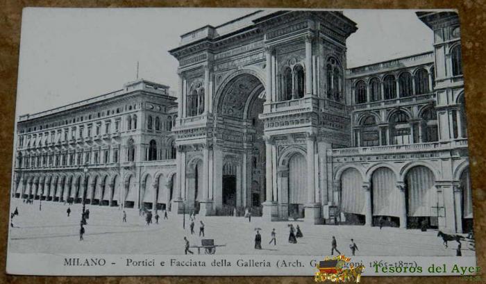 Antigua Postal De Milano, Fachada De La Galeria, Ed. Dulio Raineri, No Circulada.
