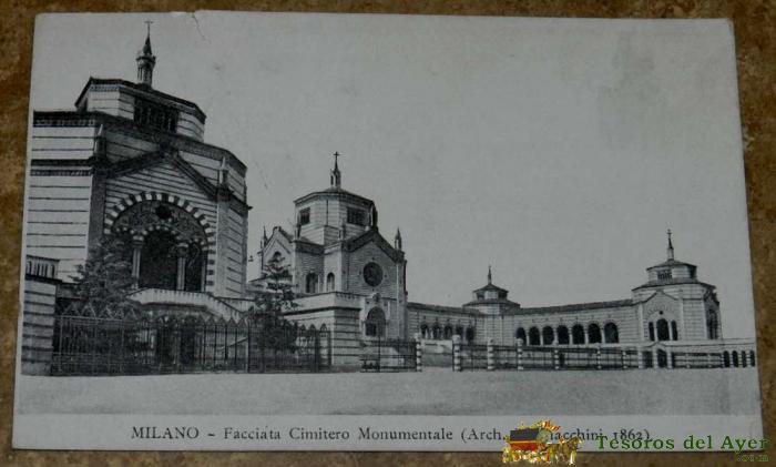 Antigua Postal De Milano, Facciata Cimitero Monumentale, No Circulada.