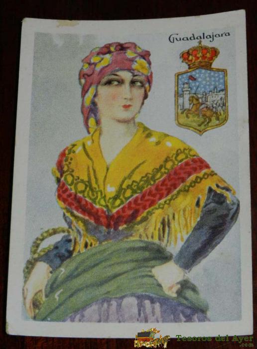Antiguo Cromo De Guadalajara, Traje Regional - Publicidad De Chocolates Amatller - Mide Un Poquito Menos Que Una Postal 10 X 6,8 Cms.