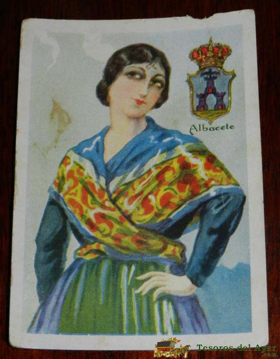 Antiguo Cromo De Albacete, Traje Regional - Publicidad De Chocolates Amatller - Mide Un Poquito Menos Que Una Postal 10 X 6,8 Cms.