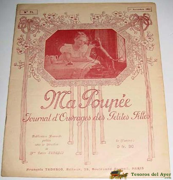 Antigua Revista De Ni�as Y Mu�ecas - Ma Poupee N� 71 - 1912 - En Frances - Journal D�ouvrages Des Petites Filles 24 Paginas - Mide 27 X 22 Cms.