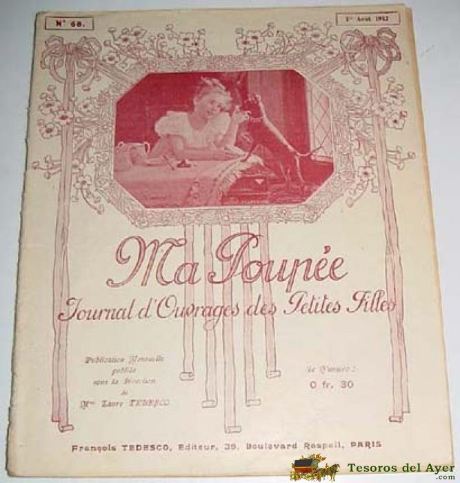 Antigua Revista De Ni�as Y Mu�ecas - Ma Poupee N� 68 - 1912 - En Frances - Journal D�ouvrages Des Petites Filles 24 Paginas - Mide 27 X 22 Cms.
