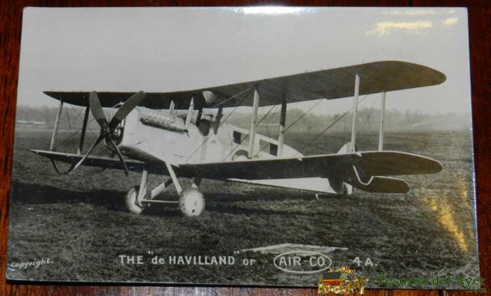 Antigua Foto Postal De Avion, The  De Havilland Or Air Co 4a, No Circulada.
