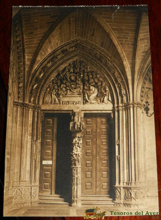 Antigua Postal De Pamplona, N. 9, Catedral, Puerta De La Virgen, Ed. L. Roisin, No Circulada.