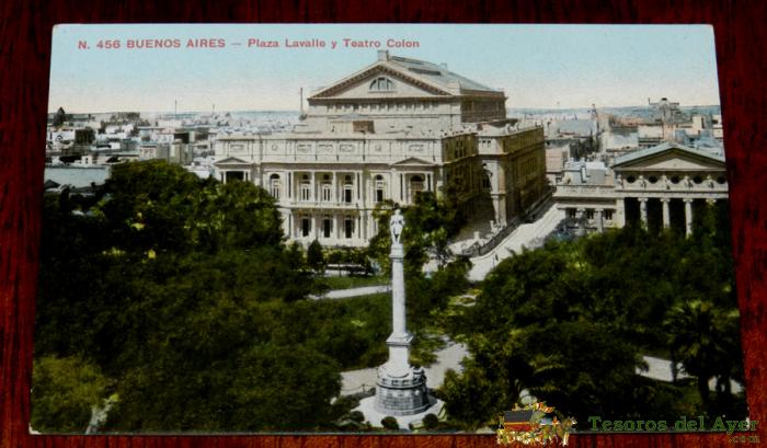 Antigua Postal De Buenos Aires (argentina), Plaza Lavalle Y Teatro Colon, Edicion Z. Fumagalli 456, Sin Circular