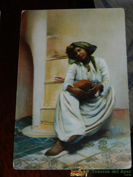 Antigua Postal De Scenes Et Types, Femme Arabe, Posiblemente Algeria, Circulada, Ed. L.l.