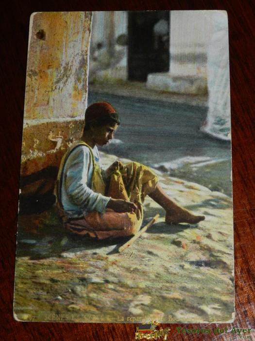 Antigua Postal De Scenes Et Types, N. 97, Posiblemente Algeria, No Circulada, Escrita, Ed. L.l.