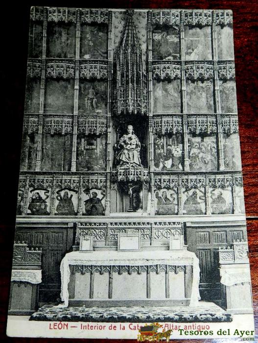 Antigua Postal De Leon, Interior De La Catedral, Altar Antiguo - Ed. G. Garcia Circulada En 1914