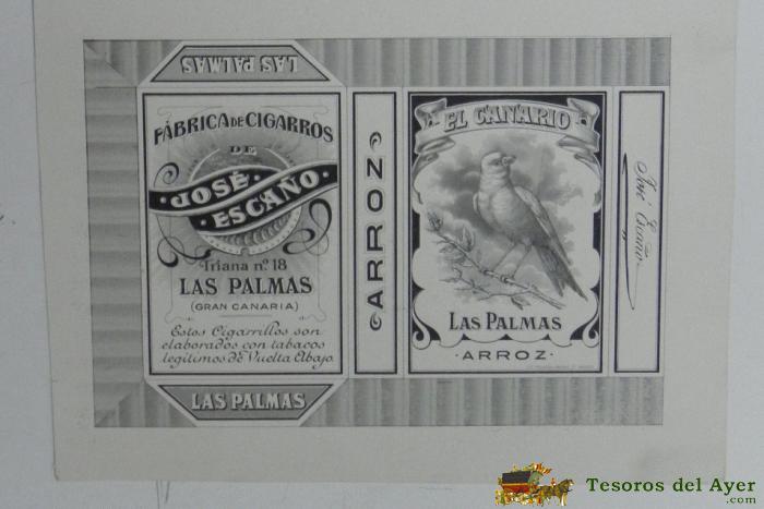 Antigua Litografia Con Publicidad De Paquete De Tabaco La Proveedora, Fabrica De Cigarrillos, Las Palmas, Mide 17 X 13,4 Cms.